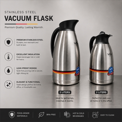 Picture of Best Selling Convenient Food Grade Vacuum Double Wall Stainless Steel Tea Turkish Arabic Coffee Hot and Cold Thermos Pot Suitable for Home Office Hostel Restaurant Hotel Outdoor Coffee Shop 