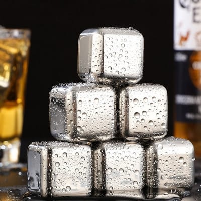 Picture of Food Grade 304 Stainless Steel Beverage Ice Cube New Type Square Metal for Drinks Silver