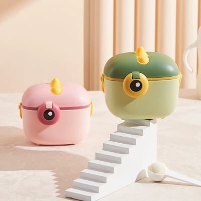 Picture of Airtight Portable Baby Milk Powder Container 400ML Formula Cereal Ready-mix Feeding Cute Adorable Retro Camera Shape Travel Food Storage Milk Powder Boxes with Measuring Spoon 