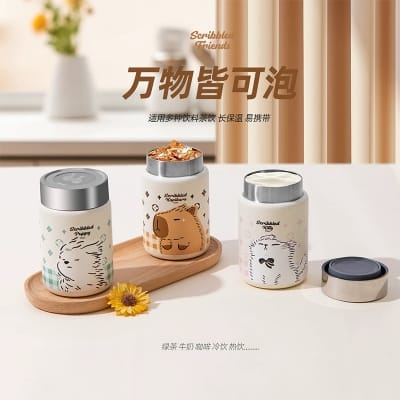 Picture of Cute Cartoon Capybara Mini Portable Vacuum Thermos Cup 6-12 Hours Thermal Insulation Stainless Steel Gift Cup Girls Office Multicolor