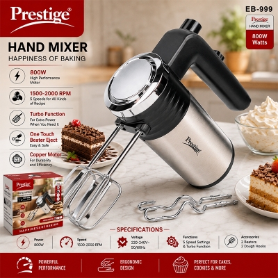 Picture of Comfortable grip Round Shape Electric Egg Beater, Baking Tools, Cake Beater, Handheld Egg Beater Fast Sleek 800 watts Multi-Functional Electric Egg beater Modern Lifestyle Matte Black