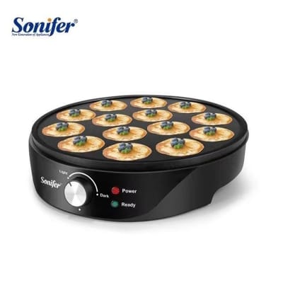 Picture of Sonifer SF-6071 Hot Sale Professional Kitchen 220v Non Stick Hot Plate Round Automatic Electric Mini Pancake Maker Black
