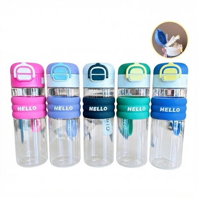 Picture of Premium Grade Latest model new unique design Unbreakable Water Bottle 650ml with straw BPA Free, Leak-Proof Water Bottle Ideal for Office, Sports, School, Gym - Polycarbonate & Polypropylene 