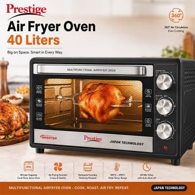 Picture of Electric Airfryer Oven with double glass door Prestige brand 40 Liter Black