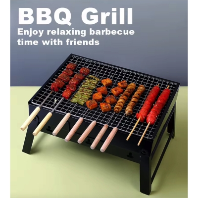 Picture of Outdoor Barbecue Folding Grills Grill Portable BBQ Grill For Camping 43cm wide (≈17 inch) Black