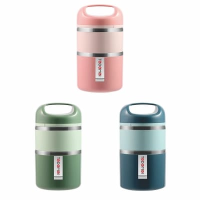 Picture of Tedemei Brand 2 Layers 1.13 Liters Stainless Steel Lunch Box with additional layer at the top 