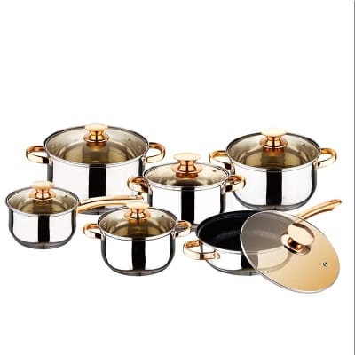 Picture of KAISA VILLA KV-1001 Stainless Steel Cookware Sets Frying Pan Cooking Pot Soup & Stock Pots Non Stick Pots And Pans Sets Silver