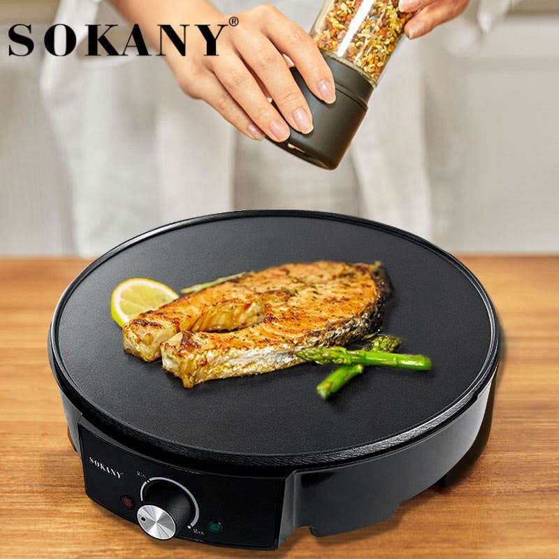 Picture of 2024 Sokany1002 Temperature Controlled Flat Plate Electric Pancake Pot Casting Pancake Machine Black