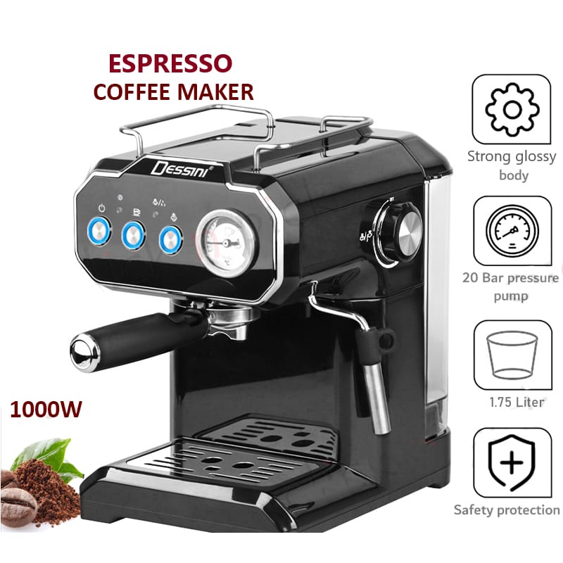 Picture of Dessini Brand Espresso Coffee Machine 1.75 Liter with 20 bar pressure capacity Black