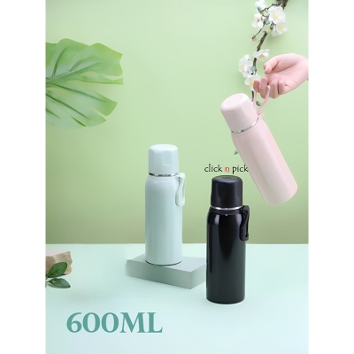 Picture of Stainless Steel Vacuum Flask with glossy finish with handle, cup 600ml beautiful gift item modern lifestyle 