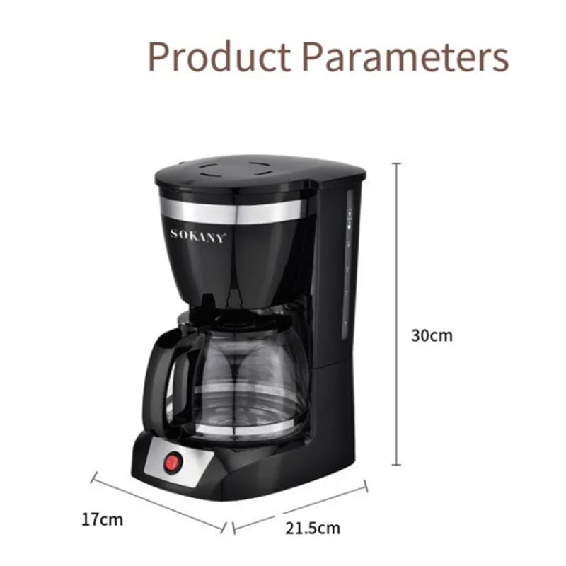 Picture of SOKANY 950W 12 CUP COFFEE MAKER COFFEE MACHINE WITH 1.5L GLASS CARAFE AND KEEP WARM FEATURE FOR DRIP COFFEE Black