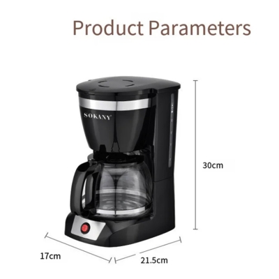 Picture of SOKANY 950W 12 CUP COFFEE MAKER COFFEE MACHINE WITH 1.5L GLASS CARAFE AND KEEP WARM FEATURE FOR DRIP COFFEE Black