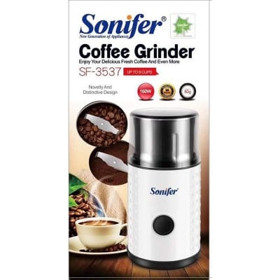 Picture of Electric Coffee Bean Grinder 160W Pepper Rice Soybeans Sesame with Stainless Steel grinding Blade White