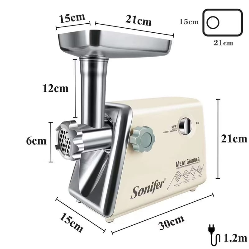 Picture of Sonifer Electric Meat Grinder SF-5014 Manufacturer Household 1500w Power Motor Automatic Mincer Electric Meat Grinder Machine Beige