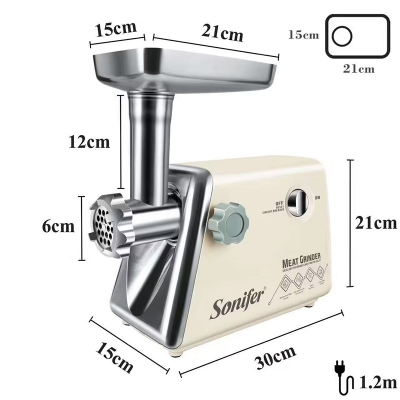 Picture of Sonifer Electric Meat Grinder SF-5014 Manufacturer Household 1500w Power Motor Automatic Mincer Electric Meat Grinder Machine Beige