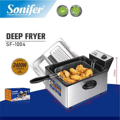 Picture of Sonifer SF-1004 Adjustable Thermostat 2400W 6L Cooking Oil Big Household Stainless Steel Electric Deep Fryer Silver