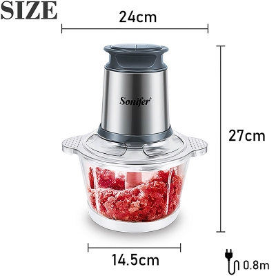 Picture of Sonifer SF-8057 Professional Kitchen Appliances 1.8 Liter Glass Jar 2 Speeds Electric Meat Chopper Grinder 