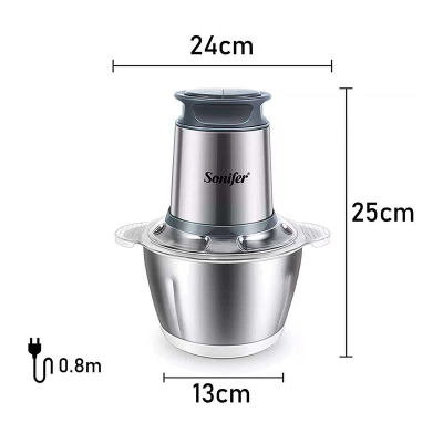 Picture of Sonifer SF-8058 Kitchen 300w Copper Motor 1.8 Liter Stainless Steel Bowl Small Electric Meat Grinder Chopper 