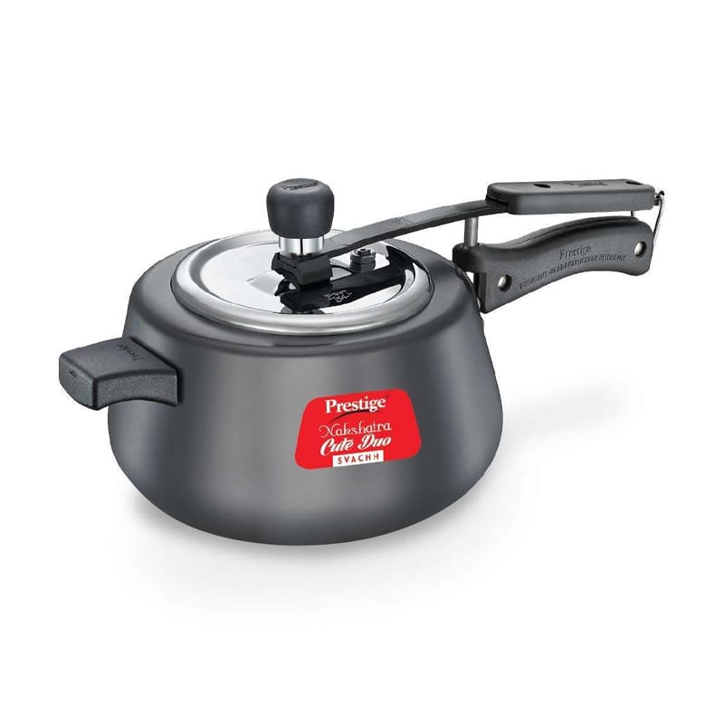 Picture of Prestige India Pressure Cooker Nakshatra Cute Duo HARD ANODISED 5liter Induction Bottom (20261) Black