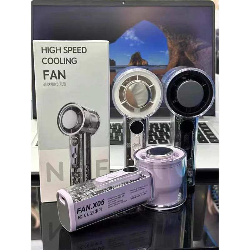 Picture of Cooling Fan X05  Handheld Fan 100 Speed Levels - Cold Compress Ice  - Digital Display Portable Rechargeable Mini Fan - Long Battery Life 
