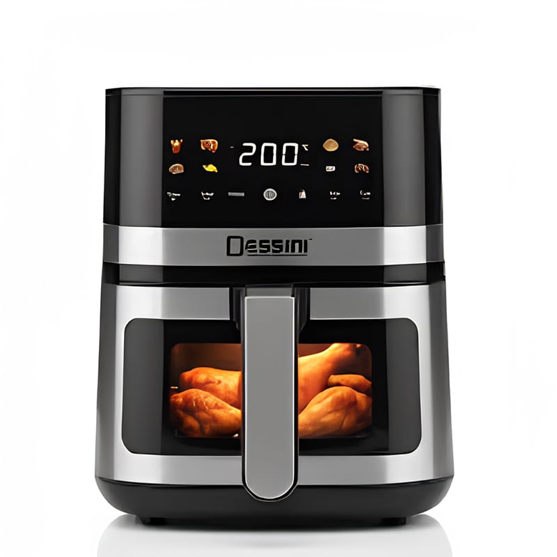 Picture of DS-817DW Dessini Brand Square Shape 8 Liter Large-Capacity Air Fryer Non-Stick PTFE Digital Timer Control Household Smart French Fries Machine Home Appliance Black