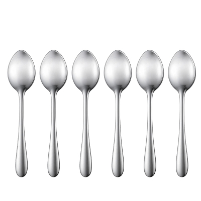 Picture of Marco Brand Minimalist Modern Silver Color Dessert Coffee Stirring 6 pieces Stainless Steel Spoon Set Suitable for Enjoying Sweets Desserts and Savories Silver