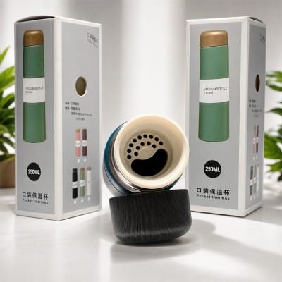 Picture of New Design 250ml Portable Japanese Style Double Wall 18/8 BPA Free Mini Pocket Cup Stainless Steel Insulated Water Bottles with Accent Color Lid 