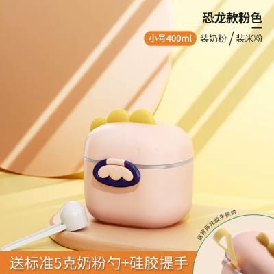 Picture of Portable Airtight Baby Formula Cereal Ready-mix Feeding Milk Powder Container 400ML Cute Adorable Dinosaur Shape Travel Food Storage Milk Powder Boxes with Measuring Spoon 