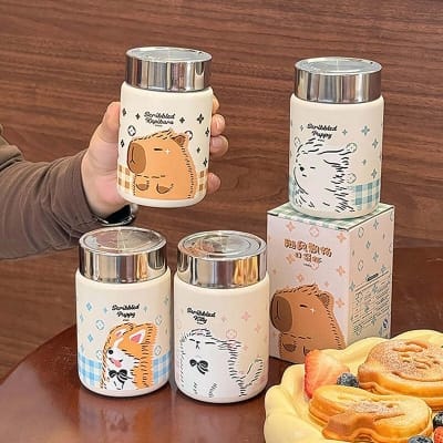 Picture of Cute Cartoon Capybara Mini Portable Vacuum Thermos Cup 6-12 Hours Thermal Insulation Stainless Steel Gift Cup Girls Office Multicolor