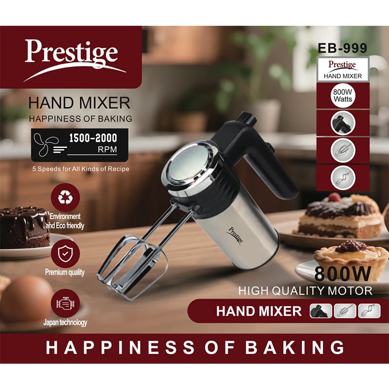 Picture of Comfortable grip Round Shape Electric Egg Beater, Baking Tools, Cake Beater, Handheld Egg Beater Fast Sleek 800 watts Multi-Functional Electric Egg beater Modern Lifestyle Matte Black