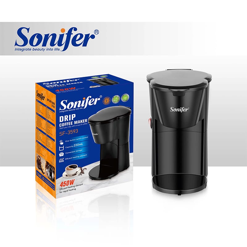 Picture of Sonifer SF-3593 (NO FILTER INCLUDED) Drip Coffee Maker Brewing Portable PP Material Compact Design for Travel Office Black