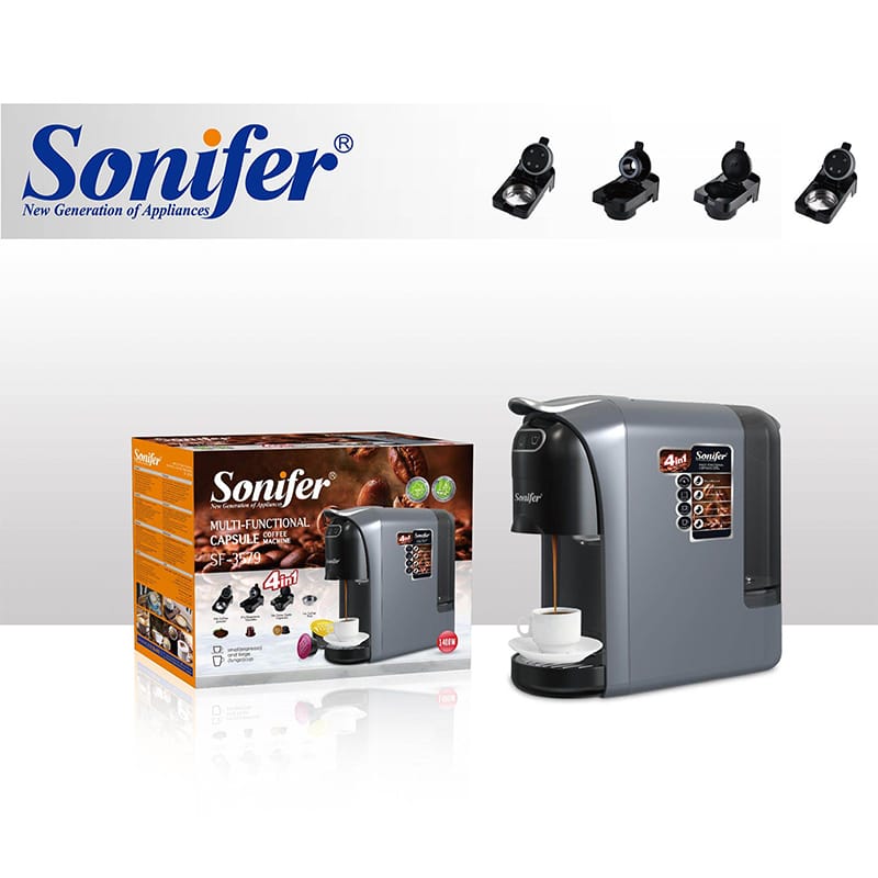 Picture of Sonifer SF-3579 Household 20 Bar High Pressure Pump Automatic Multi-functional 4 in 1 Capsule Coffee Maker Dark Grey