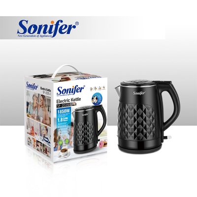 Picture of Sonifer SF-2025 Household High Quality 1850w Big 1.8L Water Stainless Steel Double Layer Electric Kettle Black