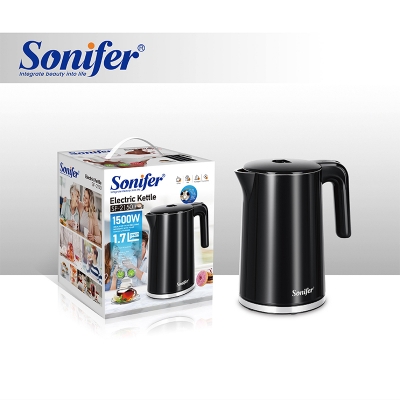 Picture of Sonifer SF-2150 1500W Home Use 1.7L Electric Kettle Stainless Steel Inner Safety and Stability 1.7 Liter Electric Water Kettle Black