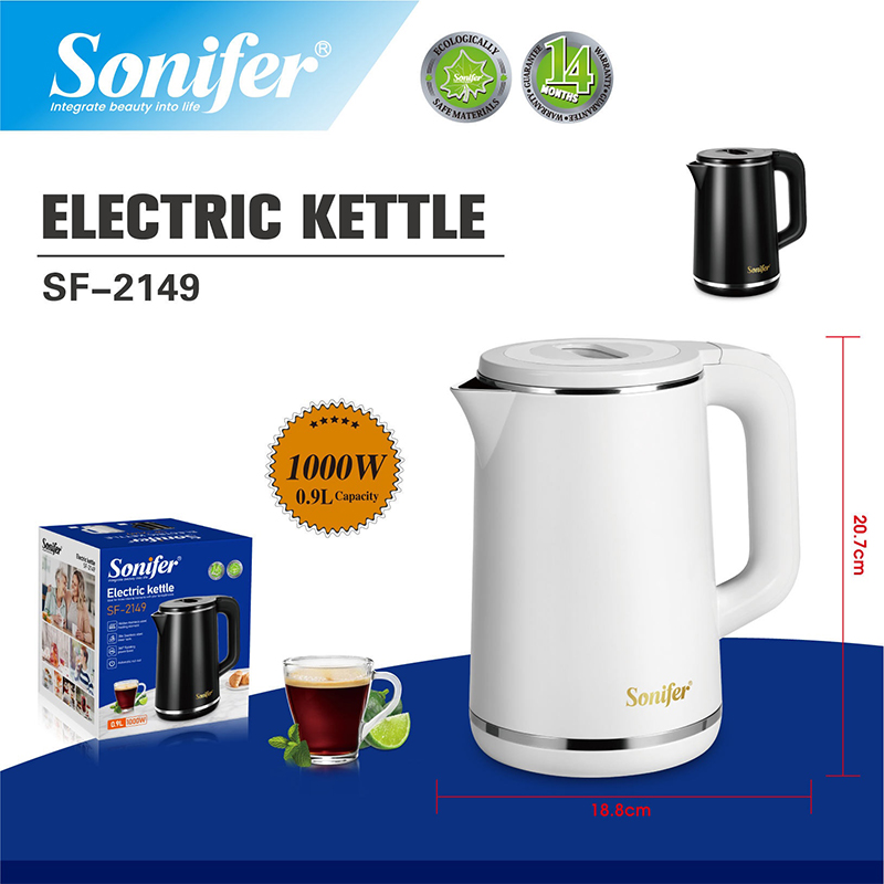 Picture of Sonifer SF-2149 900ml 1000W Stainless Steel Electric Water Kettle Auto Shut Off and Cool Touch Handle for Home Use 