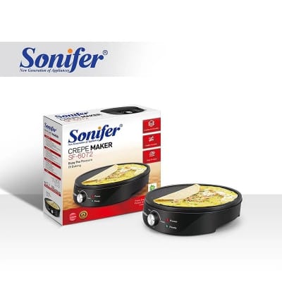 Picture of Sonifer SF-6072 Professional Home Use 220v Heating Non-stick Flat Mini Automatic Electric Egg Roti Crepe Maker 
