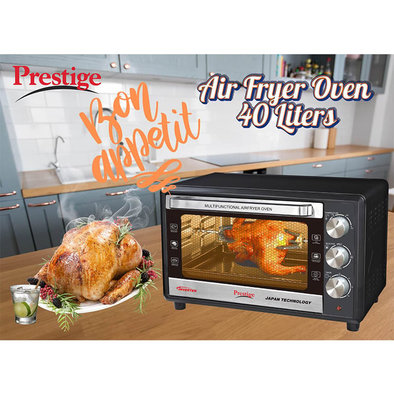 Picture of Electric Airfryer Oven with double glass door Prestige brand 40 Liter Black