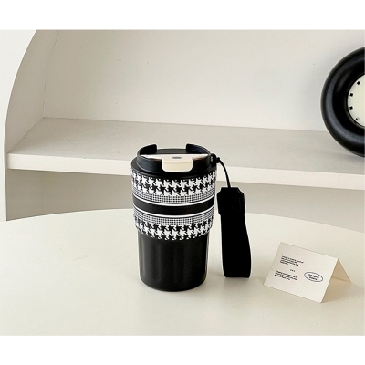 Picture of 360ml Premium Quality and design Stainless Steel Stylish Retro Modern Coffee Tea Water Cup With ribbon For Daily Life Office Study Dining Outdoor Activity 