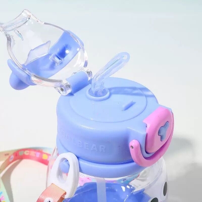 Picture of Bear Shape Food Grade Plastic Unique Latest model design Water Bottle 600ml with straw BPA Free, Leak-Proof Water Bottle Ideal for kids 