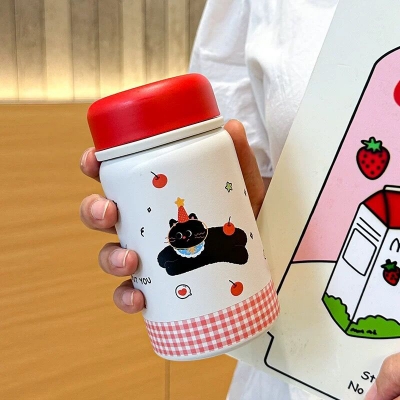 Picture of Latest Model Exquisite 380ml Small Tea Cup Water Cup Food Grade Mini Thermos Cup Travel Personalized 316 inner Insulated Thermos Vacuum Flask Outdoor Portable Mini Vacuum Water Bottle 