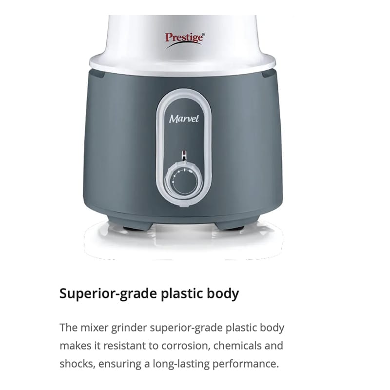 Picture of Prestige Delight 750 W Mixer Grinder, 3 Stainless Steel Jars (1500 ml, 1000 ml, 300 ml) (Charcoal Grey) Charcoal
