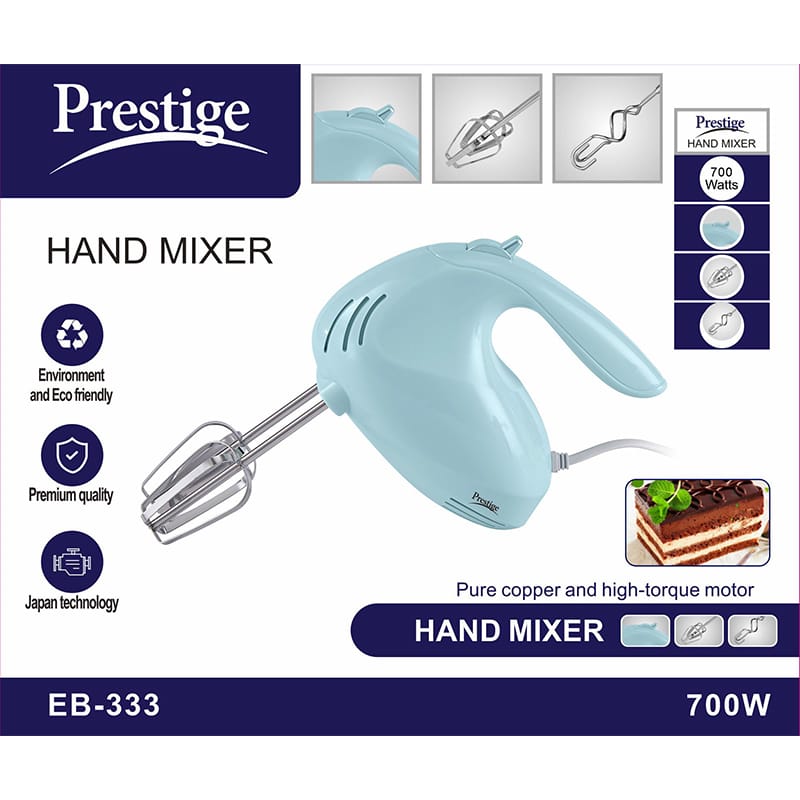 Picture of Prestige Ergonomic Luxury design Multi-Functional Electric Egg beater For Cream Whipping Stirring Mixing in Household Light blue