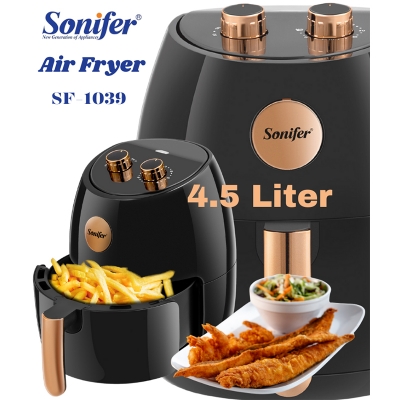 Picture of Sonifer SF-1039 household1500Watts Electric Double Knob 4.5 Litres Air Fryer 80% less Oil Consumption Fry, Grill, Roast, Bake, Reheat Easy to Clean Frying Basket Black Black