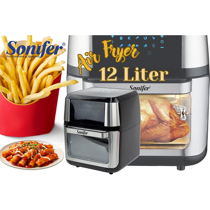 Picture of Sonifer SF-1016 new 2022 kitchen 1800W large capacity multifunctional automatic electric digital touch screen 12 liter air fryer Air Fryer 80% less Oil Consumption Fry, Grill, Roast, Bake, Reheat Easy to Clean Frying Basket Black