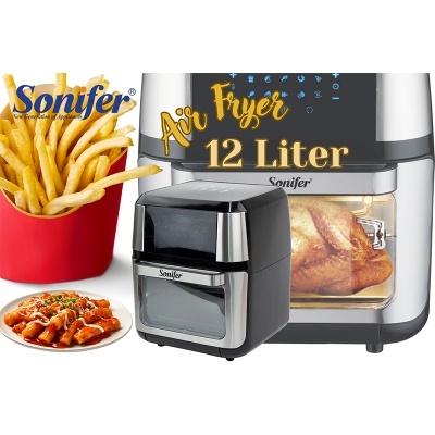 Picture of Sonifer SF-1016 new 2022 kitchen 1800W large capacity multifunctional automatic electric digital touch screen 12 liter air fryer Air Fryer 80% less Oil Consumption Fry, Grill, Roast, Bake, Reheat Easy to Clean Frying Basket Black