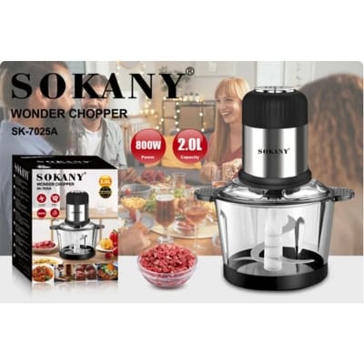 Picture of Sokany Food Chopper 4 Blades, 2 Liter Glass Jar, 2 speed levels, 800 watts 