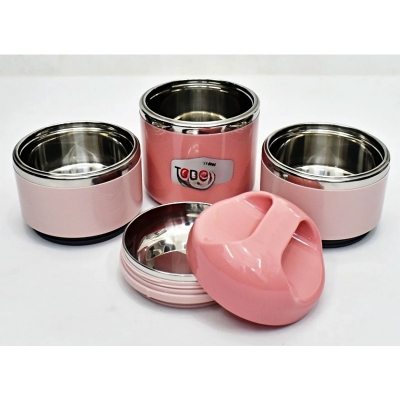 Picture of Tedemei Brand 3 Layers 1.43 Liters Stainless Steel Lunch Box with additional layer at the top 