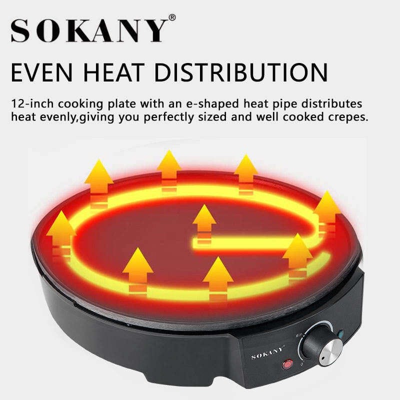 Picture of 2024 Sokany1002 Temperature Controlled Flat Plate Electric Pancake Pot Casting Pancake Machine Black
