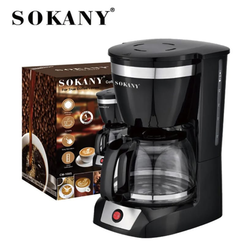 Picture of SOKANY 950W 12 CUP COFFEE MAKER COFFEE MACHINE WITH 1.5L GLASS CARAFE AND KEEP WARM FEATURE FOR DRIP COFFEE Black