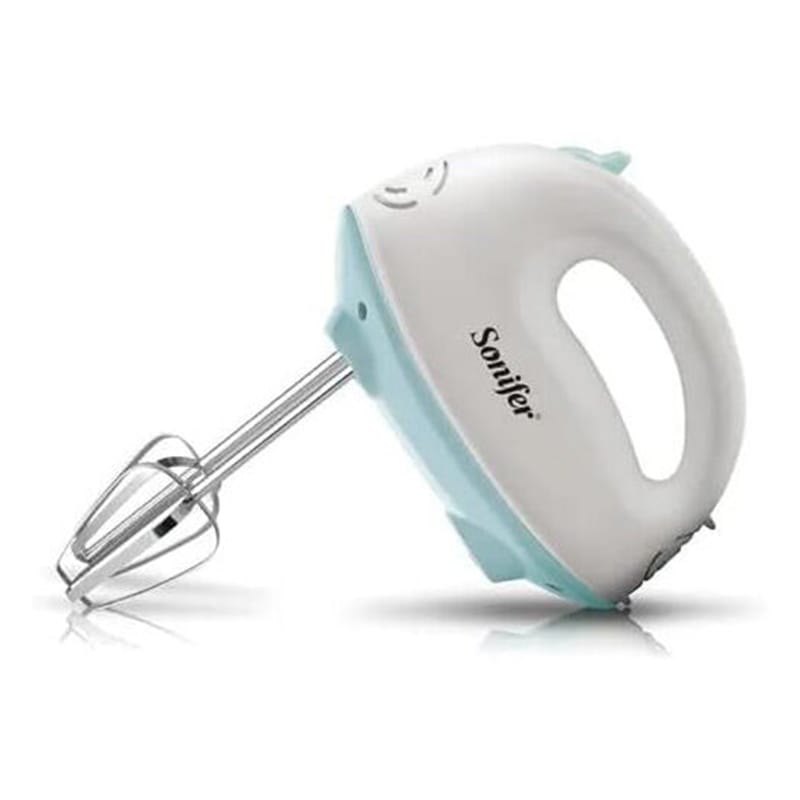 Picture of SF-7019 - Low Noise - Easy to Eject - Beater & Mixer Hooks - Copper Motor - Electric Egg Beater / Hand Blender / Dough Mixer 100 watt White